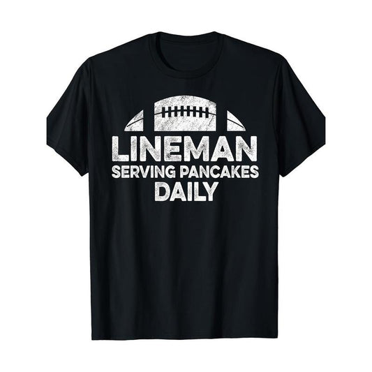 Daily wear gift preferred men's crewneck T-shirt, linebackers daily supply pancake football offensive lineman T-shirt, men's T-shirt made in usa