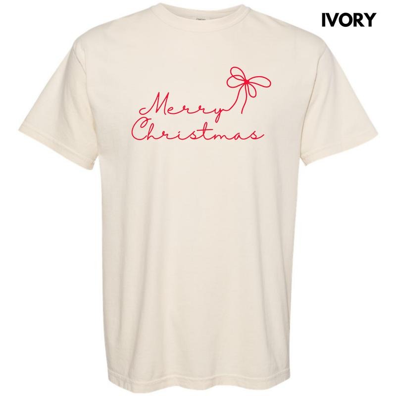 Dainty Script Red Merry Christmas Comfort Colors T-Shirt 'NLB'