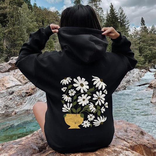 Daisies, Retro Floral Design Hoodie