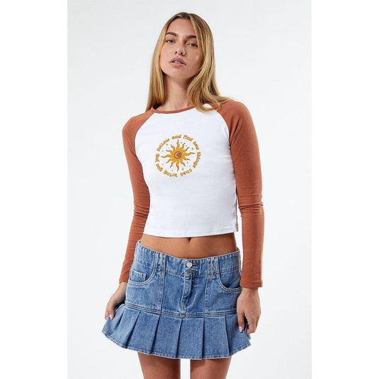 Daisy Street Women's Contrast Sleeve Raglan T-Shirt