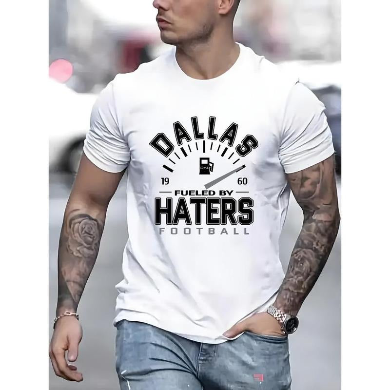 Dallas Haters Men's Short-Sleeve T-Shirt Crew Neck Graphic Tee - Casual Knit Fabric Top with Slight Stretch for Summer - Regular Fit Adult Shirt Made in USA