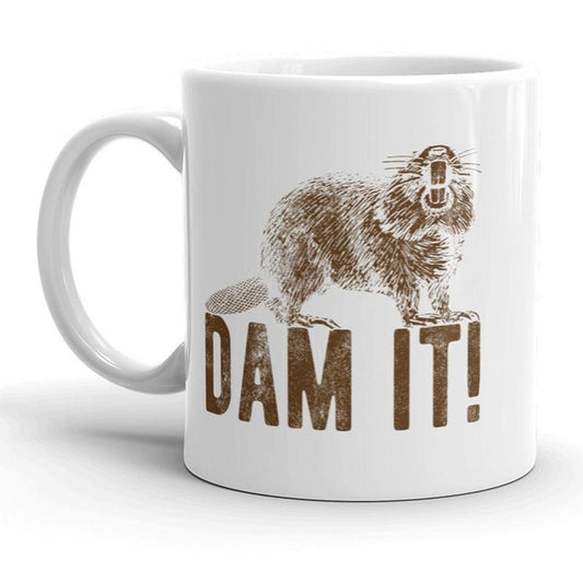 Dam It Mug Funny Angry Beaver Coffee Cup - 11oz Funny Coffee Mugs Ceramic Printed Drinkware Cup