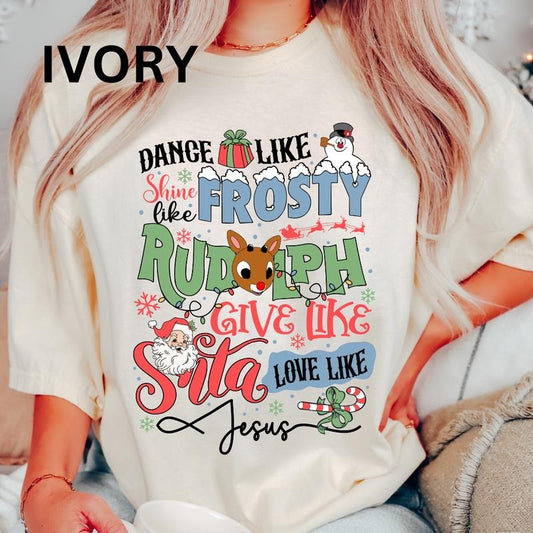 Dance Like Frosty Christmas Shirt~ Unisex Apparel Relaxed Fit Printed In The USA Clothing Womenswear Casual Comfort Cotton Top Athletic Boho Chic