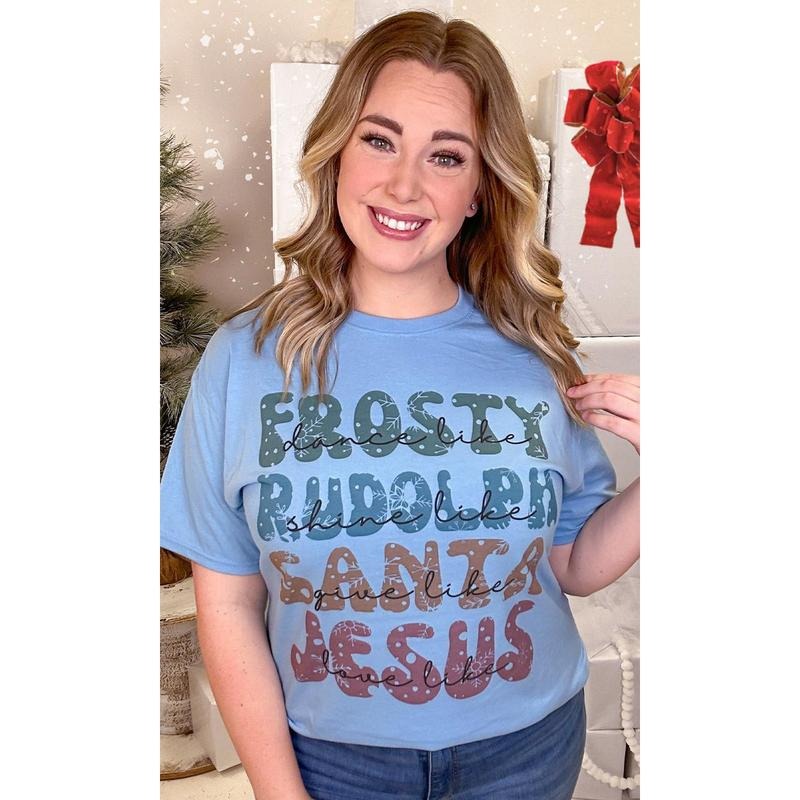 Dance Like Frosty Love Like Jesus Graphic T-Shirt