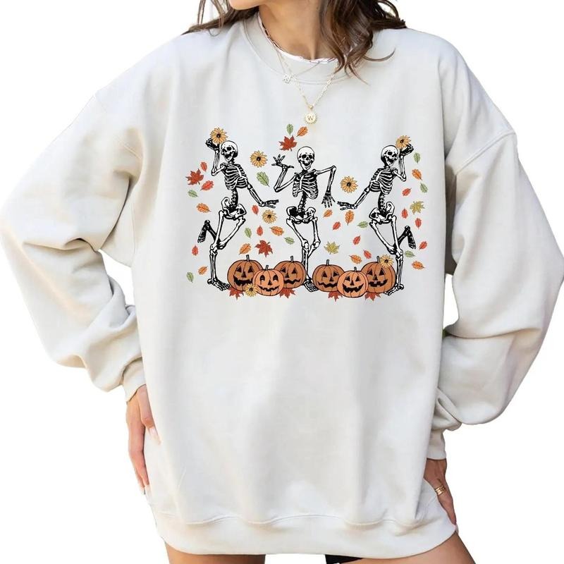 Dancing Skeleton Halloween Crewneck Sweatshirt Hoodie Tshirt, Halloween 2024 Gifts