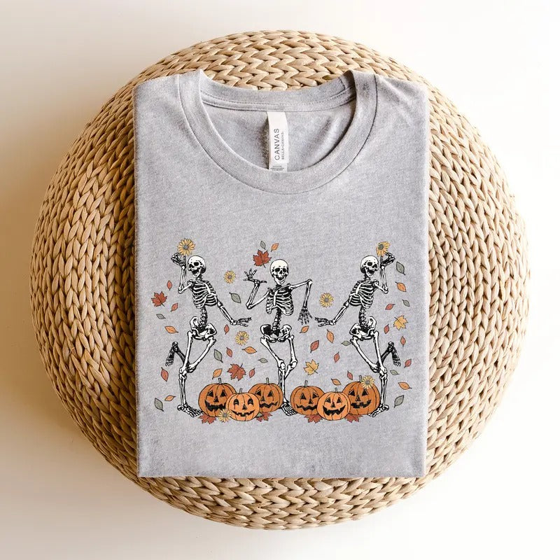Dancing Skeleton tshirt Pumpkin Sweater Pumpkin Skeleton Shirt Fall Sweatshirt Halloween Party Sweatshirt Spooky Season Sweatshirt  T-shirt, sweater and Hoodie