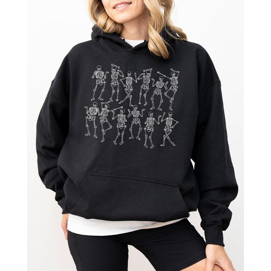 Dancing Skeletons, Witch, Skull, Funny, Spooky, Aesthetic, Meme, Halloween, Costume, Hoodie, Hooded Sweatshirt