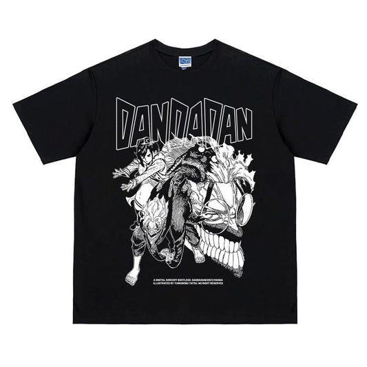 Dandadan "Momo Okarun" Vintage Oversized Tee Anime T-shirt 100% Cotton Original Design Men's Top Streetwear Casual Menswear Tshirt