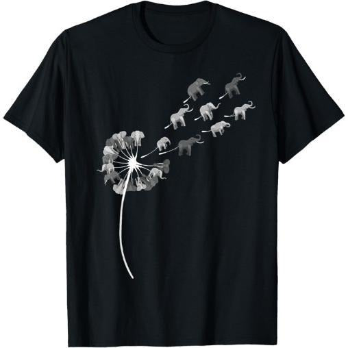 Dandelion Elephants Shirt for Elephant Lover | Elephant T-Shirt Made in USA