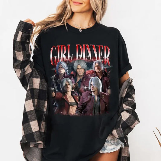 Dante DMC no brand Girl Dinner Shirt, Game Shirt, DMC Gaming T-Shirt, Game Shirt, Gift for Anime Fans