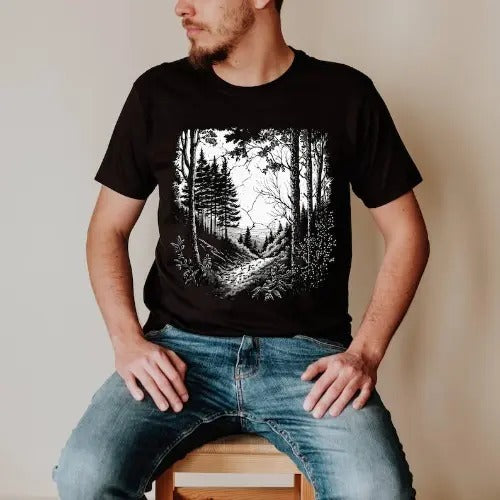 Dark Forest Shirt, Nature T-Shirt, Dark Woods T-Shirt, Trees T-Shirt, Nature Lover Tee, Goblincore Tee, Crown Shyness Shirt, Camping Shirt Made in USA
