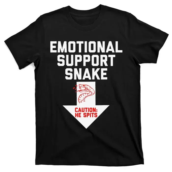 Dark Humor Shirts, Crude Humor Inappropriate Emotional Support Snake Halloween T-Shirt Menswear Casual Cotton Top Basic