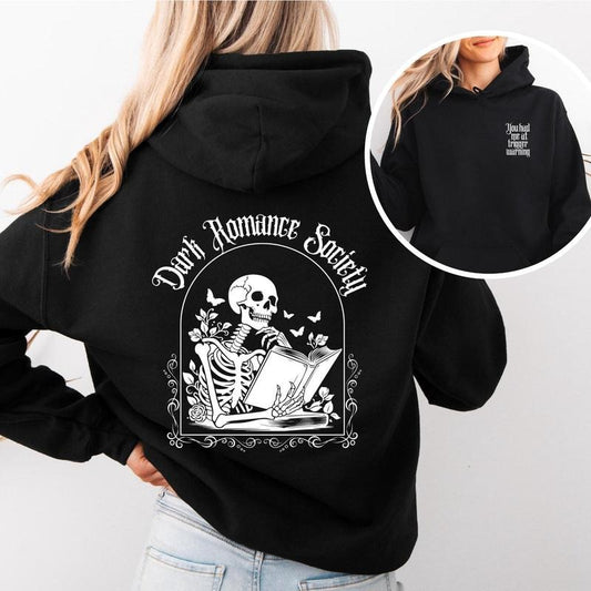 Dark Romance Society Hoodie, Bookish Trigger Warning Apparel, Cozy Hooded Sweatshirt, Gothic Literature Pullover Literary Gift, Readers gift