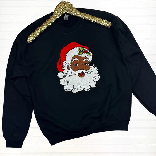 Dark Skin Santa Patch Sweatshirt