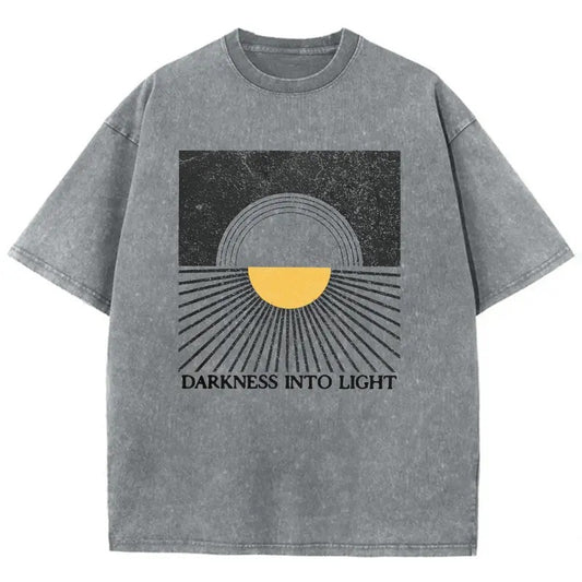 Darkness Into Light Unisex Washed T-Shirt, Christian t shirts, Christian Jesus  t shirts, Vintage 90s Graphic Tee Gift Cotton Top, Mineral color