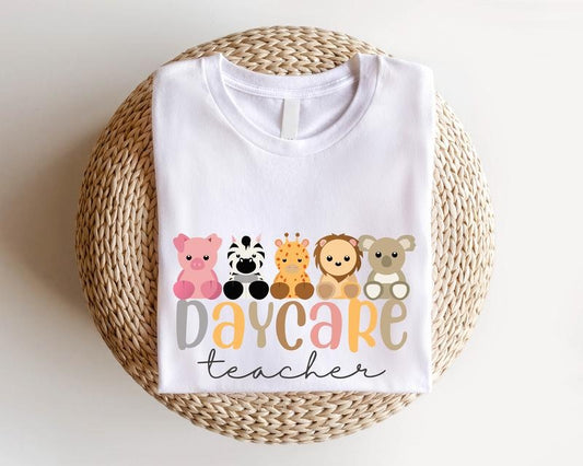 Daycare Teacher Shirt, Animals Daycare Teacher T-shirt, Back To School Tee, Matching Daycare Stuff Tee, New Teacher Birthday Gift Tee, Teacher Appreciation.