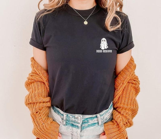 Dead serious Pocket Shirt, cute Halloween Shirt, Funny Gym Halloween Shirt, pocket ghost Halloween Shirt, Ghost Halloween Shirt, minimal