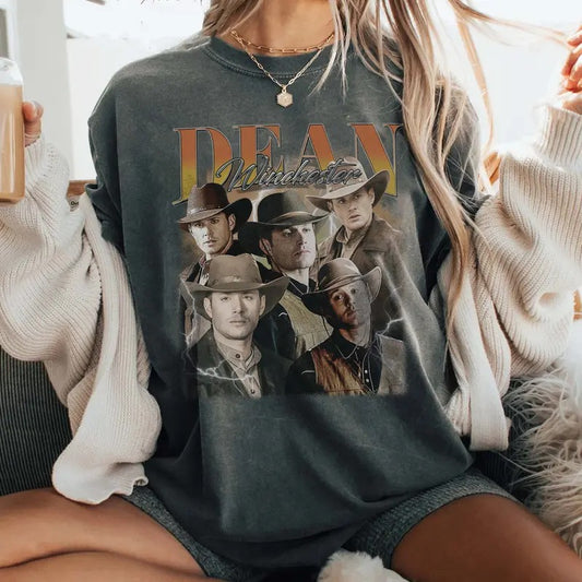Dean Winchester Comfort Colors Vintage Cowboy T-shirt for Men for Women, Supernatural TV Show Gifts For Fan, Y2K 90s Retro Movies Bootleg Cotton Top