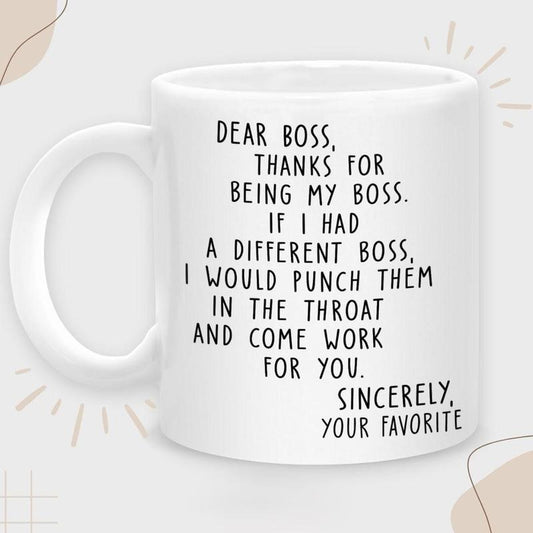 Dear Boss Ceramic Mug Reusable Coffee Cup, Washable Ceramic, Ideal for Best Friends, Sisters, Family Members, Coworkers Drinkware