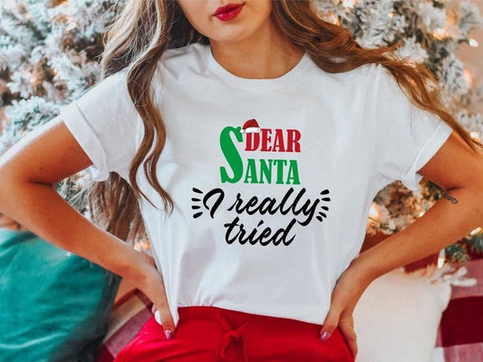 Dear Santa I Really Tired Shirt, Funny Christmas 2023 Gift Tee, Unisex Winter Holiday Shirt, Funny Saying X-mas Party T-Shirt.