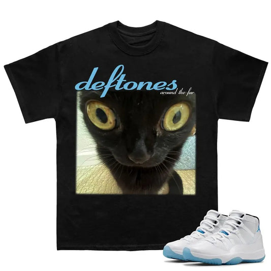 Deftones Cat Match 11s Bred Velvet Sneakers Outfits, Y2K Cotton T-shirt, Trendy Graphic Tee Fitted for Hip Hop, Streetwear Lovers