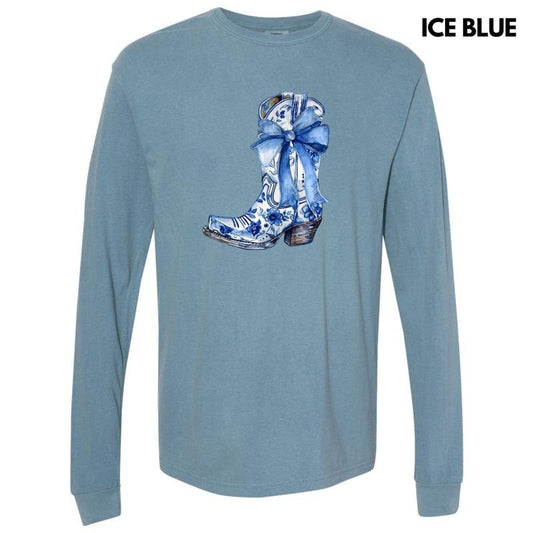 Delicate Floral Boot Long Sleeve Comfort Colors T-Shirt 'NLB'