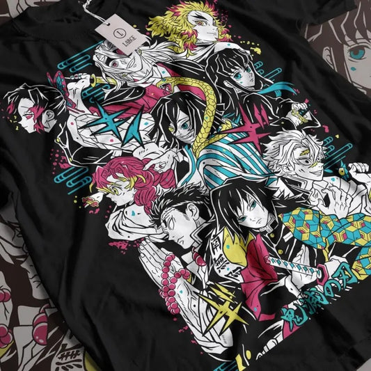 Demon Slayer Tee - The Nine Hashira Unisex T-Shirt with Anime Manga Design, Classic Cotton, Perfect Gift for Fans of the Series