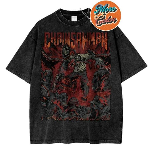 Denji Chainsaw Man Anime Vintage Shirts, Cotton Unisex T-shirt, Crew Neck, Size S- 3XL, Menswear Top, Womenswear Top Underwear Streetwear