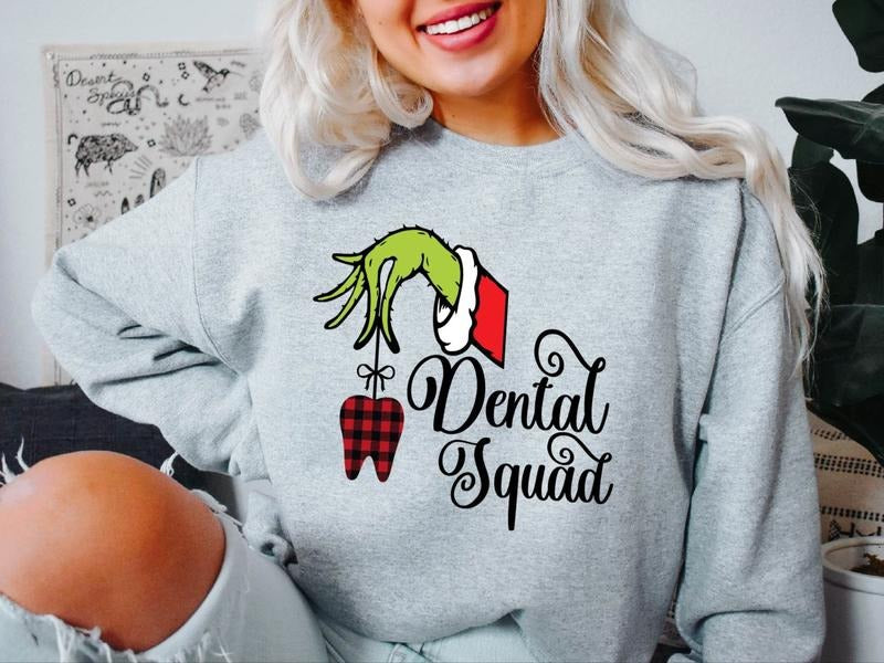 Dental Squad Christmas Sweatshirt, Funny Dental Assistant X-mas Gift Hoodie, Matching Dentist Student Sweater, Dental Office Sweatshirt.