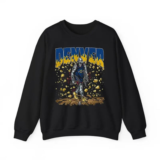 Denver Basketball Sweatshirt Featuring Vintage Skeleton Graphic Design for Fans