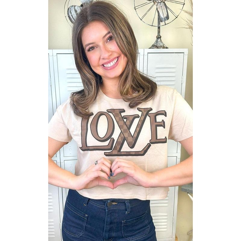 Designer Love Graphic Crop Top T-Shirt