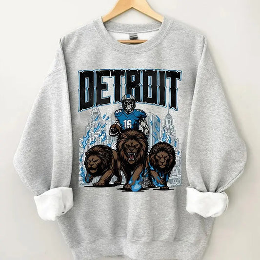 Detroit Football Sweatshirt, Graphic Vintage Skeleton Sweater, Fan Gift Crewneck