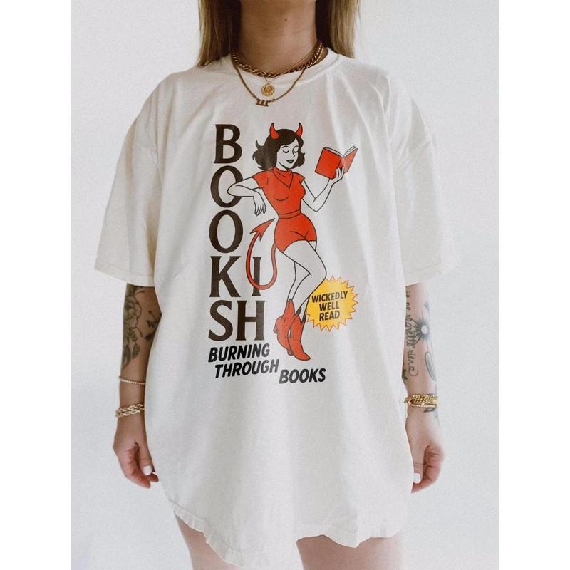 Devil Bookish T-Shirt | Book Lover Shirt Well Read Shirt Dark Romance Books Funny Reader Tee Hot Girls Read Book Club Gifts Smut