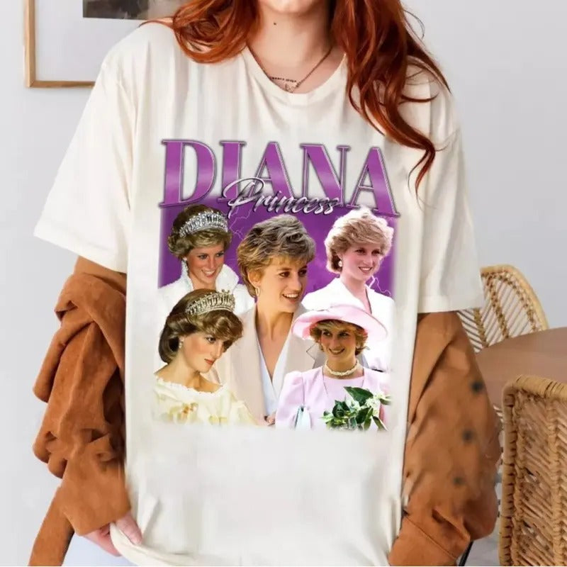 Diana Princess Trendy T-Shirt, Unisex Retro cotton Shirt Streetwear