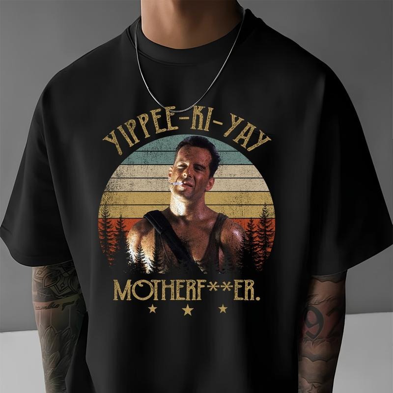 Die Hard - Vintage Style Natural Crewneck T-shirt - Unisex | Classic Movie Shirt | 1988 Throwback Shirt | Movie Poster Graphic Tee