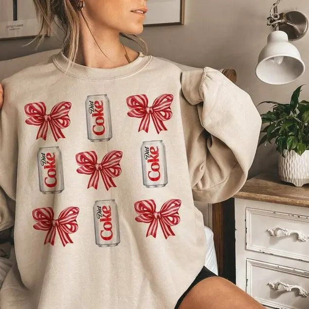 Diet Coke Coquette Bow Sweatshirt, Diet Coca Cola Shirt, Diet Coke Lover, I Need A Diet Coke, Funny Shirt,Coke Lover, Soda Drinker