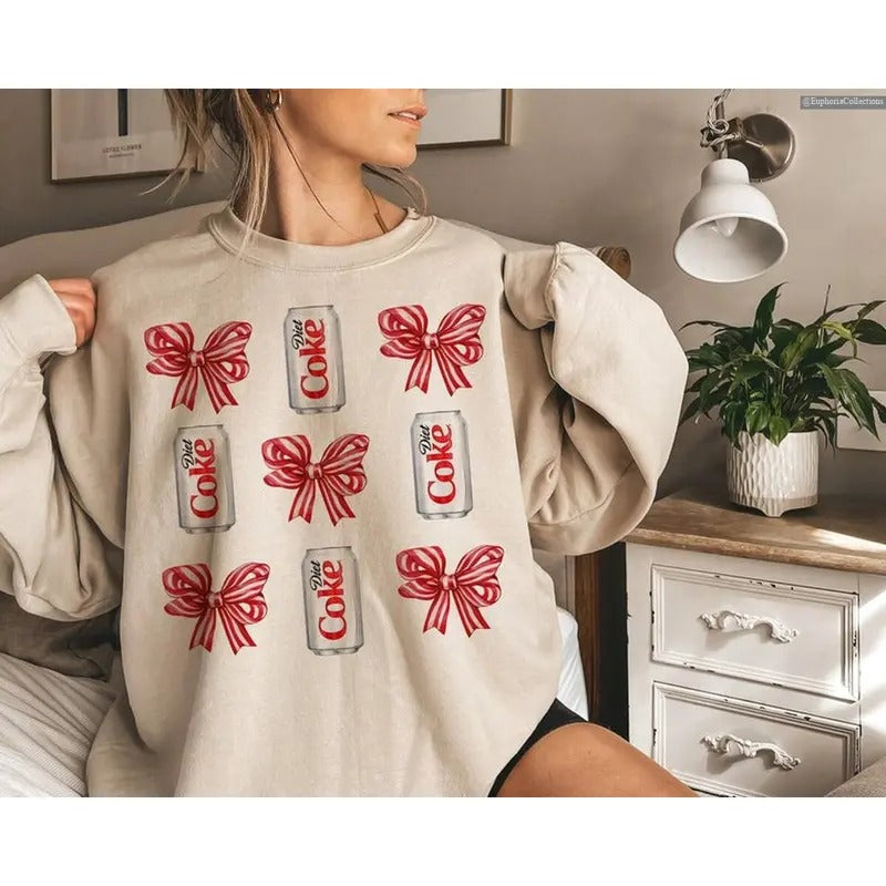 Diet Coke Coquette Bow Sweatshirt, Hoodie, Tee, Diet #Coca.Cola, I Need A Diet Coke, Funny Meme Cringe Soda Drinker , Global Trending Outfits