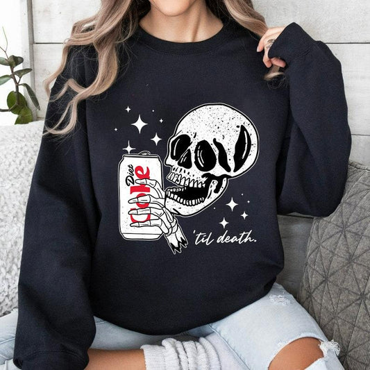 Diet Coke Sweatshirt, Til Death Diet Coke Crewneck, Diet Coke Lover, Trendy Sweatshirt, Funny Diet Coke Skeleton, Gift for Diet Coke Drinker