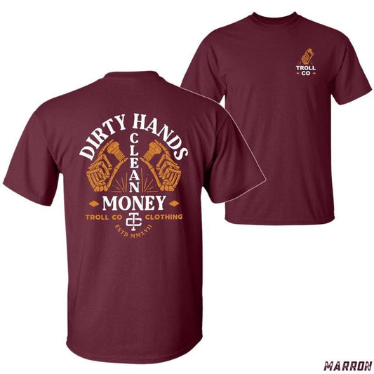 Dirty Hands Clean Money T-shirt - Bold Statement Design With Work Gloves Graphics 100% Cotton Tiktok Shop Store Casual Style Unisex Comfortable Fit - Menswear Tops