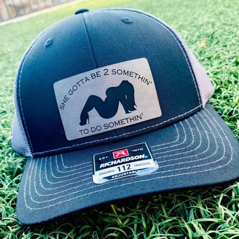 Dirty humor hats, down with the thickness hat, leather patch hat, dark humor hat, funny hats for men, chubby chaser SnapBack