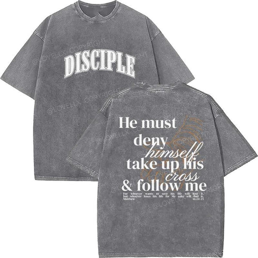Disciple Unisex Washed T-Shirt, Christian t shirts, Vintage 90s Graphic Tee, Gift Top Womenswear Cotton Mineral Color