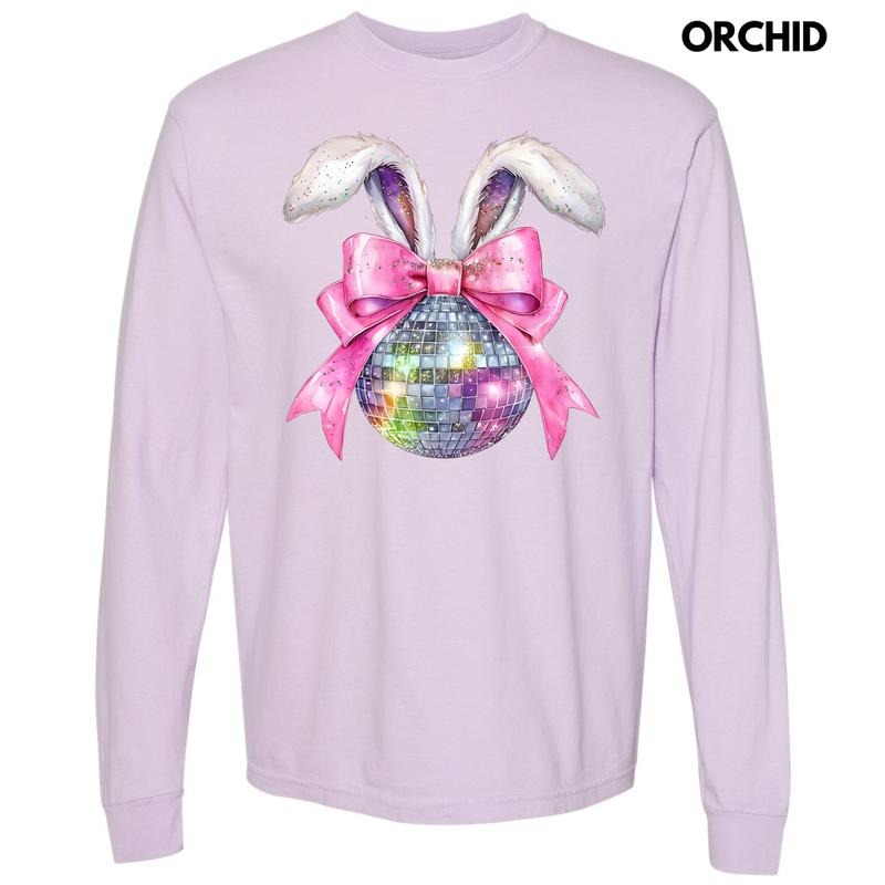 Disco Ball Bunny Ears Long Sleeve Comfort Colors T-Shirt 'NLB'
