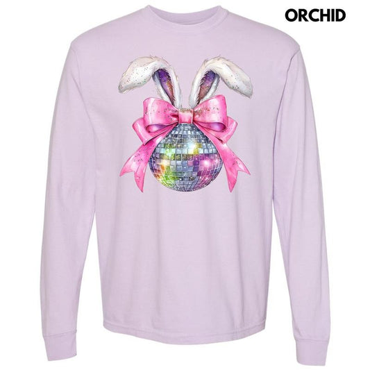 Disco Ball Bunny Ears Long Sleeve Comfort Colors T-Shirt 'NLB'
