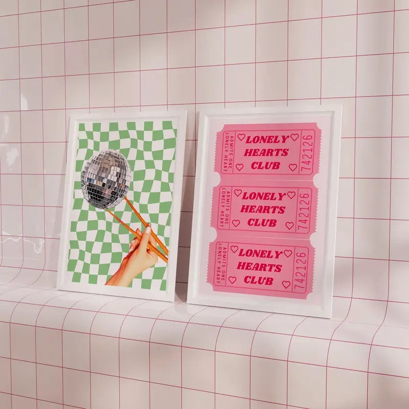 Disco Ball Chopsticks Print, Funky Decor Disco Ball Poster, Trendy Retro, Preppy, Y2k Decor, Poster Prints No Frame, Gifts For Bestie Friend Art Prints, Wall Art Home Decor, Modern Wall Art, Gifts For Birthday Christmas Landscape Artwork