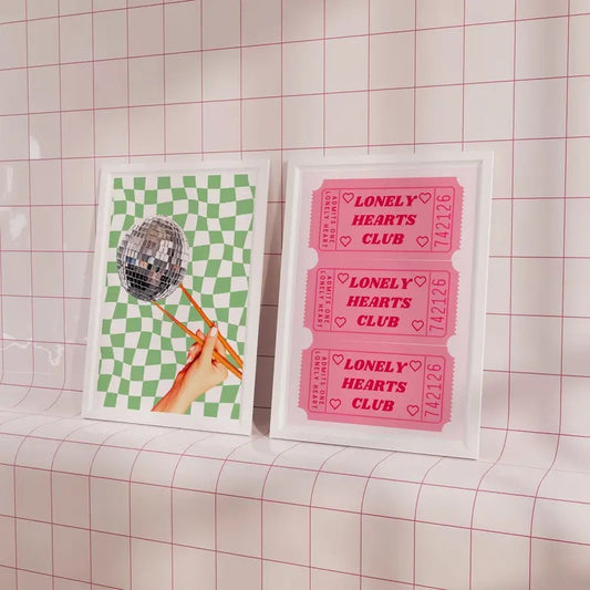 Disco Ball Chopsticks Print, Funky Decor Disco Ball Poster, Trendy Retro, Preppy, Y2k Decor, Poster Prints No Frame, Gifts For Bestie Friend Art Prints, Wall Art Home Decor, Modern Wall Art, Gifts For Birthday Christmas Landscape Artwork