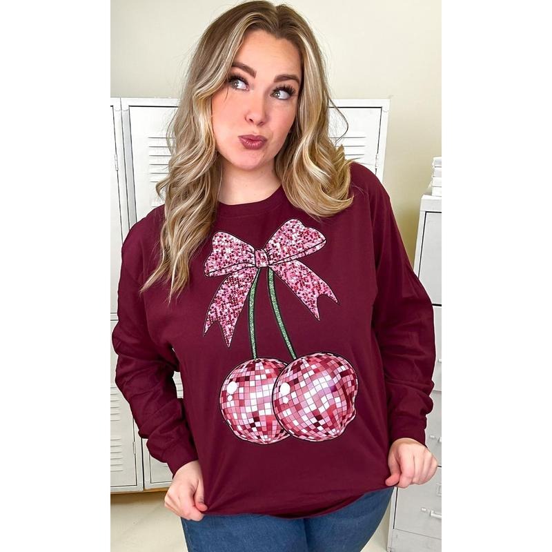 Disco Bow Long Sleeve Graphic T-Shirt