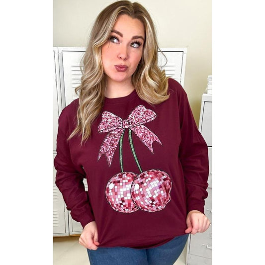 Disco Bow Long Sleeve Graphic T-Shirt