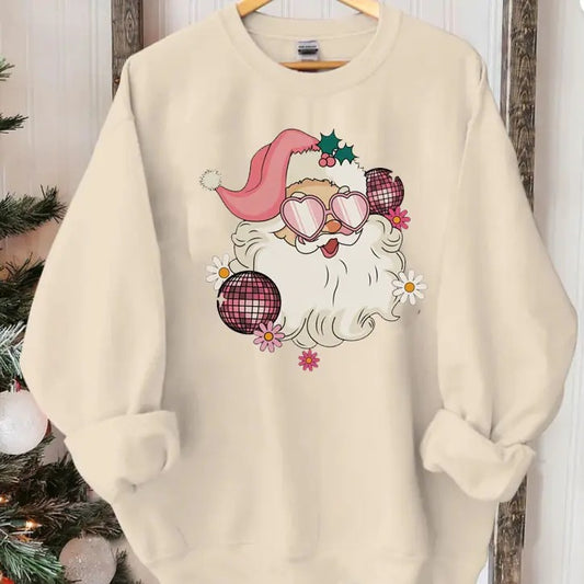 Disco Santa Shirt, Xmas Sweatshirt, Women Christmas Santa Shirts, Cute Vintage Santa Shirt, Classic Xmas Shirt, Christmas Crewneck, Cozy Season