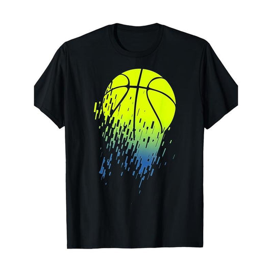 Disintegrating Neon Green Basketball Urban Graphic 220g 100% Cotton T-Shirt made in usa