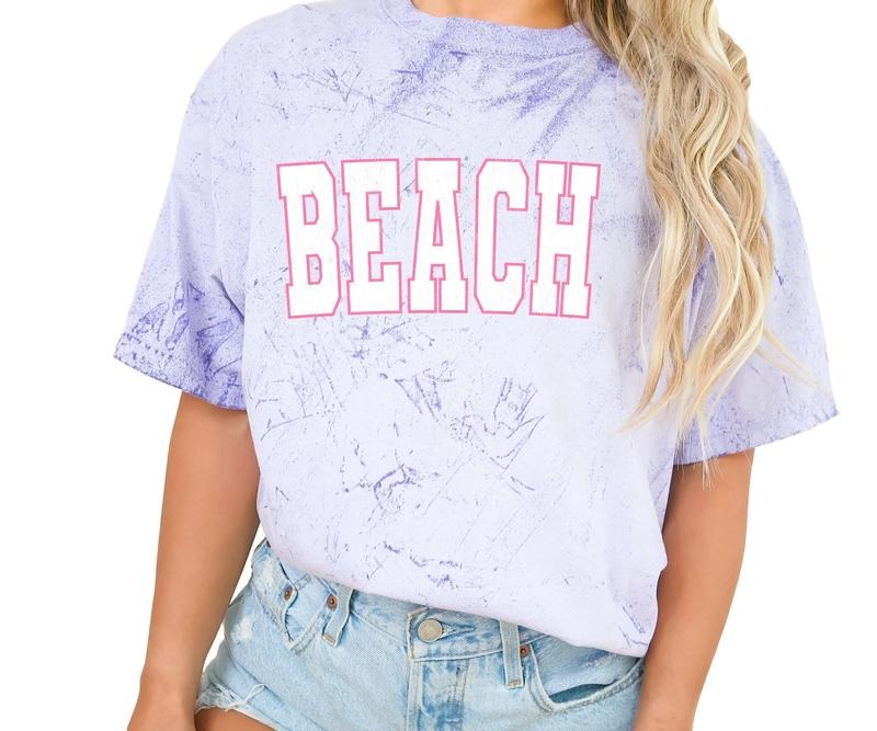 Distressed Beach Print Comfort colors Tee shirt